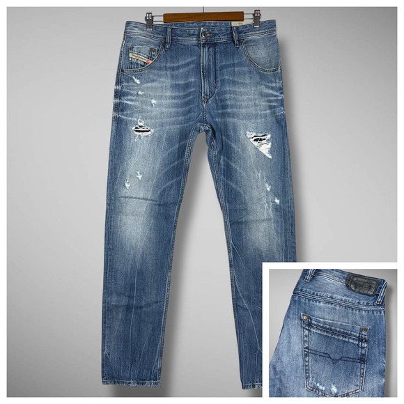 Diesel‎ Krayver Jeans Men's 31x32 Slim Carrot Fit Distressed Faded Y2K Italy - Picture 1 of 15